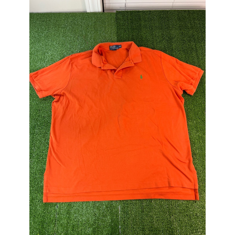Ralph Lauren Polo Shirt‎ Orange Green Pony Logo Men's XXL